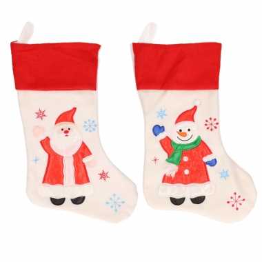 X stuks witte kerstsokken sneeuwpoppen kerstmannen