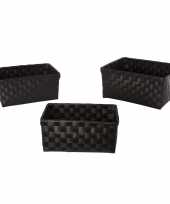 Badkamer toilet hobby opberg mandjes zwart set stuks 10288441