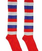 Rood wit blauwe lange feest sokken